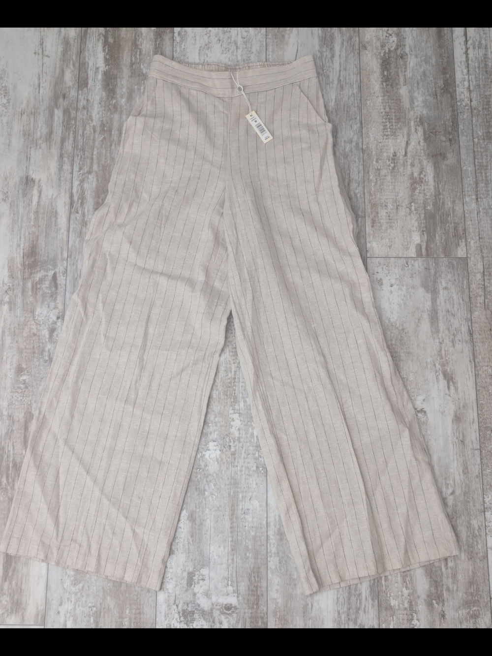 Max Studio Cream Pinstripe Wide-Leg Trousers Size M New With Tags